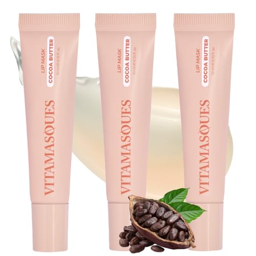 Vitamasques Lip Mask - Hydrating Cocoa Butter Lip Balm Moisturizer with Vitamins & Natural Oil Hydrates Nourishes & Plumps Lips Area - Korean Skin Care Lip Care Products (Pack of 3)