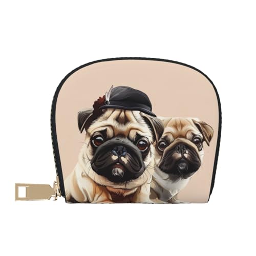 Cute Pug Printed Card Wallet for Women Men Cute Zipper Card Cases Holder Mini Coin Purse with 12 Card Slots2