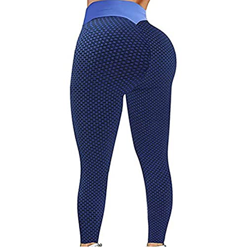 Auleset Yogahose für Damen, stilvolle Hose, Wabenmuster, Hüftlifting, hohe Taille, dehnbar, Skinny Leggings, Hose für Fitness, Laufen, Freizeit, Sport, Rot S M blau Cover