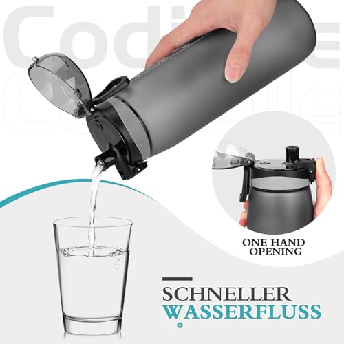 CodiCile Trinkflasche 1L, Wasserflasche 1L BPA-Frei, Auslaufsichere 1 Liter Trinkflasche, Tritan Sportflasche mit Filter für Fitness… – Ansicht 3