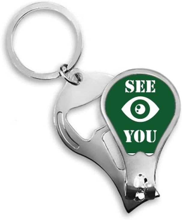 Goodbye See Eyes Gaze Art Deco Fashion Fingernail Clipper Cutter Opener Key Chain Scissor