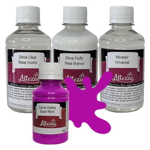 Kit Premium Cola Slime Clear 250g + Cola Slime Fluffy 250g + Ativador Slime Universal 250ml Altezza