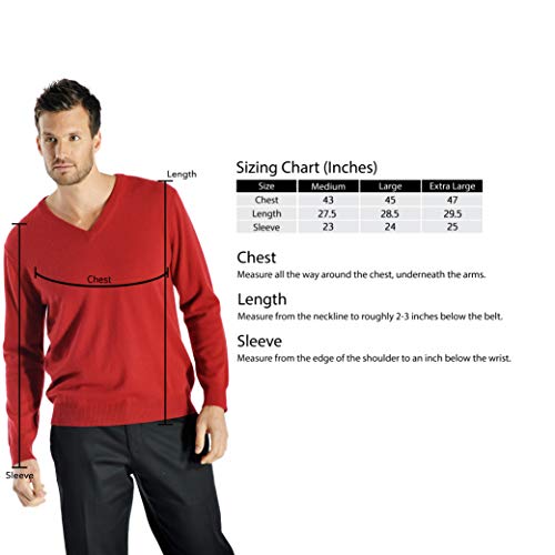 Cashmere Boutique: Men's 100% Pure Cashmere V-Neck Sweater (Color: Charcoal Gray, Size: Medium) #TOP4