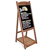A-Frame Chalkboard Sign 38 x 16in Wooden Chalkboard Easel with Display Shelf Outdoor Sidewalk Sign...