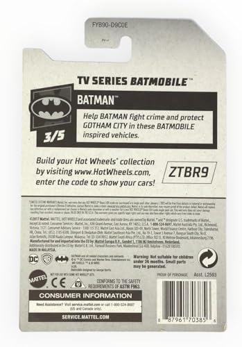 Hot Wheels Batmobile Serie TV Plata 1:64 miniatura 5