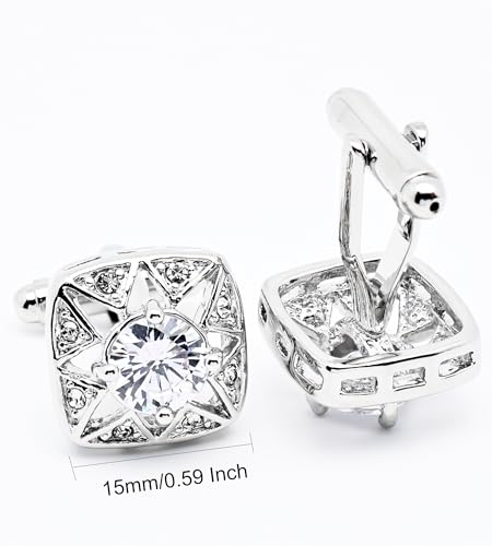Faceted Transparent Crystal Cufflinks for Men In Gift Case Square Shape Gemstone Men's Cufflinks Jewelry for Wedding Party Business Birthday Anniversary Dress4