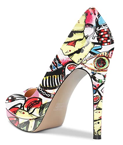 Aachcol Women Platform Stiletto High Heel Pumps Close Pointed Toe Slip-on Shoes Wedding Office Party Dress Classic 5 Inches3