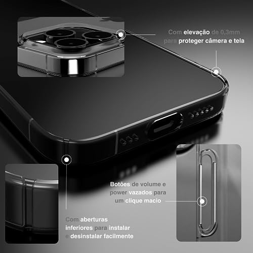 Dechutz Capa D7 Clássico Slim Fit, Nunca amarela - para iPhone 13 Pro (Transparente)