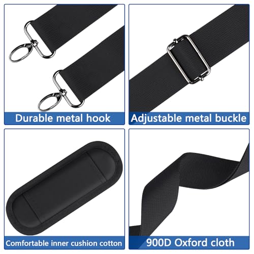 Alfheim 56 inch Adjustable Shoulder Strap with Metal Swivel Hooks, Universal Replacement with Non-Slip Detachable Padded for Laptop Messenger Bag/Shoulder Bag/Briefcase,Black4