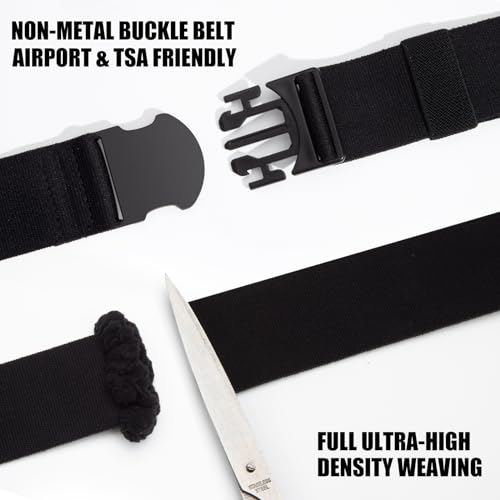 Elastic Belts for Men Stretch Nylon Belt With No Metal Plastic Buckle, Lightweight Golf Hiking Travel Belt2