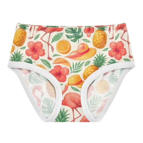 Joisal Tropical Flamingos Pineapples Beige Panties for Girl Toddler Girls Underwear Cotton Aesthetic Kids Undies Briefs 2t