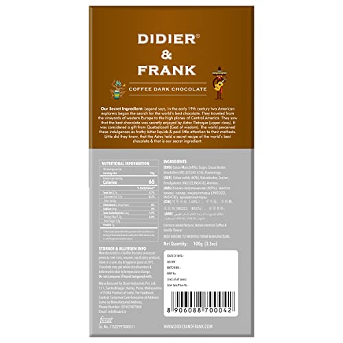 Image of Didier & Frank - 57% Dark Chocolate with Coffee Mocha - 100gm (Luxury Dark Chocolate)