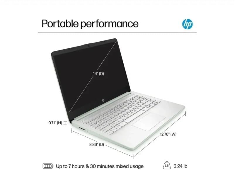 HP Stream 14 Student Business Laptop, Microsoft Office 365, Copilot AI, 8GB RAM, 128GB UFS, 1TB Cloud Storage, Intel N150 Processor(Quad-core), Willow Green, Windows 11 Home, with 5ave Kit - 8