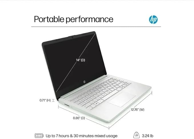 HP Stream 14 Laptop para Estudiantes, 8GB RAM, 128GB UFS, Intel N150, Verde Sauce miniatura 8