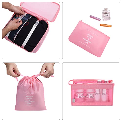 Image of OSDUE Travel Packing Cubes, 7pcs Multifunction Suitcase Organizer Set, Luggage Organiser Waterproof Suitcase Essential Bag, Packing Cubes for Suitcase Travel Accessories