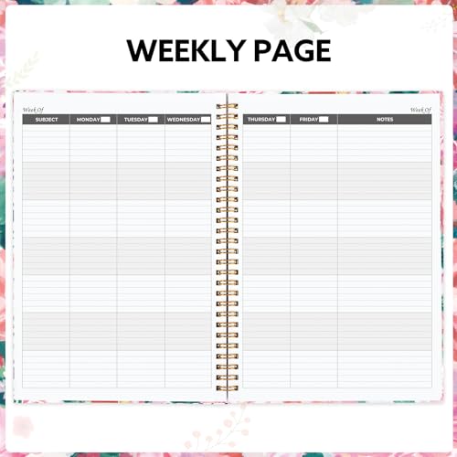 Teacher Planner 2026-2027, 7x10'' Undated Lesson Planners Teacher Planner Academic Year with Elastic Band, Back Pocket for Classroom or Home school Use,Watercolor Floral - Image 4