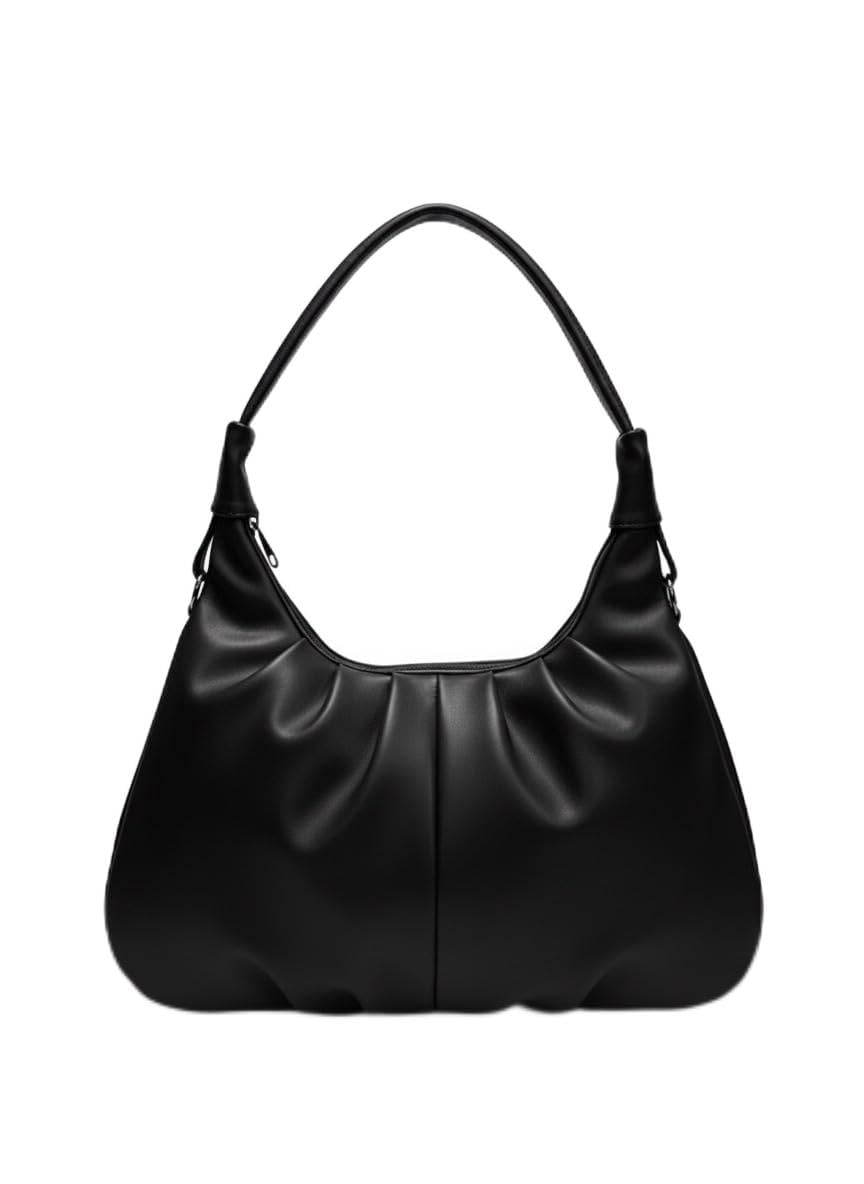 De Elmore Black Slouchy Shoulder Bag for Women - Classic Minimalist Faux Leather Handbag-picture-10