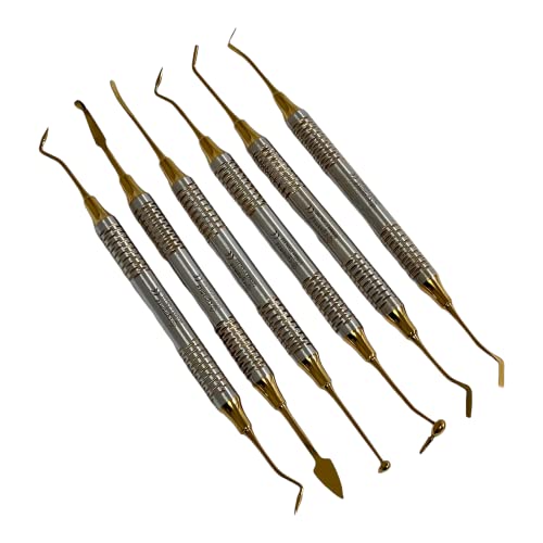 German Dental Composite Non Stick Filling Instruments Kit (6 Pcs Titanium Gold) Glass Ionomer-Cynamed #TOP4