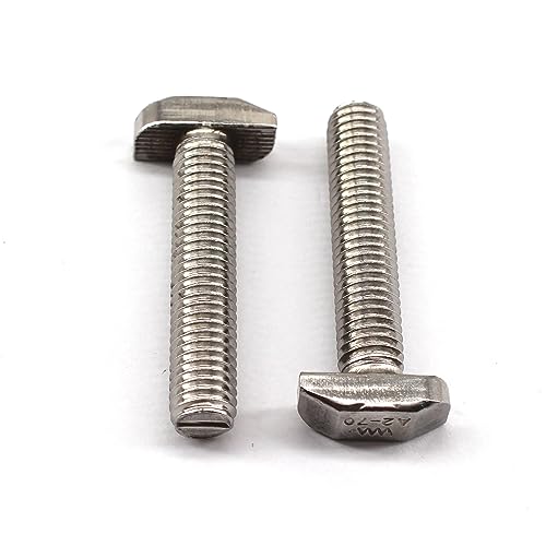 Image of 20Pcs M8x20mm 304 Stainless Steel T-Slot Bolt Full Thread T-Shaped Bolt Screw 17.8mm Head Size