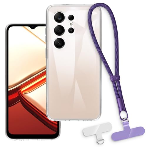 OAGELIM 2-in-1�ی�P�[�X�ƃ��X�g�X�g���b�v Doogee Note 56X Pro 4G �Ƃ̌݊������� ���O���\�ȃ��j���[�h�t���d�b�J�o�[�A����~�ߕ����h�~�O���b�v�n���h�� (�N���A + �p�[�v��)