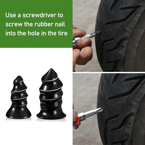 Image of Pack-30 Car Tire Repair Screw Kit, 2 Specifications of Quick Vacuum Self-Service Tire Repair Nails, Tight Fit and Perfect Sealing Waterproof Tool, Universal for Cars Motorcycles Trucks (Black)