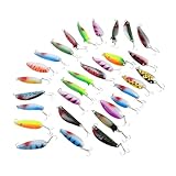 Phantasmia 五彩亮片鉄板ルアー 30個セット バス釣り用 反射面で低照度でも視認性向上 自然な泳ぎ動作 頑丈な鉄板素材とトレブルフック