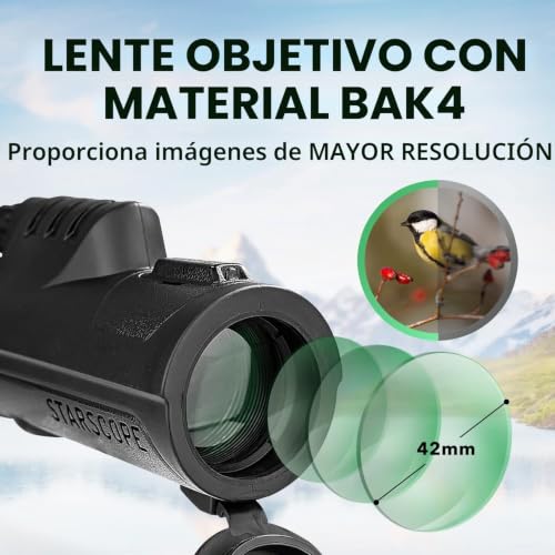 Telescopio monocular 10x42 con trípode y adaptador móvil para smartphones Android e iPhone 2