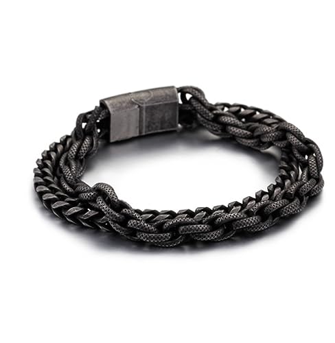 Bracelets pour hommes et femmes avec double chaîne lien vintage en acier