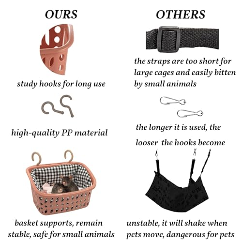 Image of JWShang Rat Hammock for Cage, Chew Proof Hanging Basket Bed with Sturdy Hooks, Pet Cage Accessories, Safe Cozy Small Animal Rodent Hammock for Sugar Glider Mice Snuggling Sleeping
