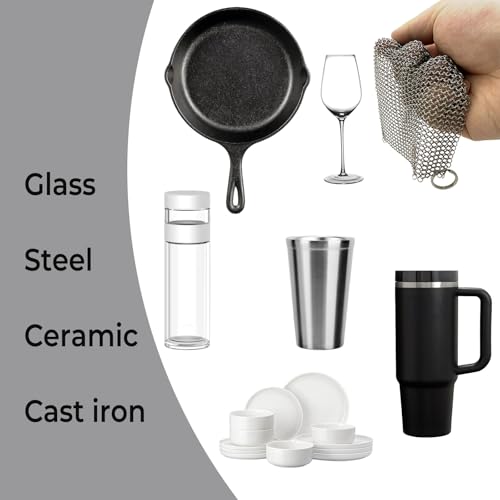 Image of Mesh Cast Iron Scrubber Fine Rings Welded Chainmail Scrubber for Cups, Skillet Cast Iron Cleaner (4 inchX4 inch)