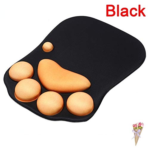 Preisvergleich Produktbild FFDDZJJ Katzenklauen-Art-weiches Gummituch-Computer-Mäusematte Kawaii Neujahrsgeschenke Mausunterlage mit Handgelenkauflage Rosa-Blau-Klauen-Mausunterlage Schwarz