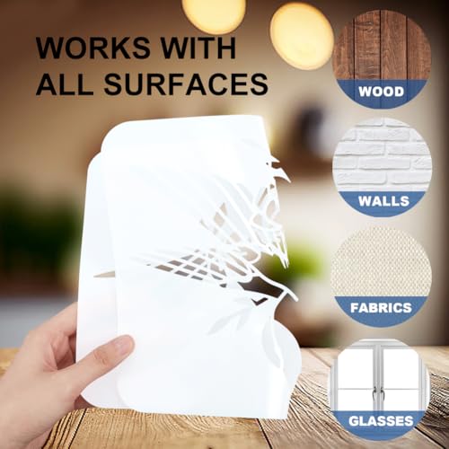 MAYJOYDIY 4 Stück Wildtier Tiere Schablonen Tiger Löwe Wolf Adler Malschablonen 29.7×21cm mit Pinsel Wiederverwendbare Tier Schablonen für Handwerk auf Fenster Holz Wand Home Decor