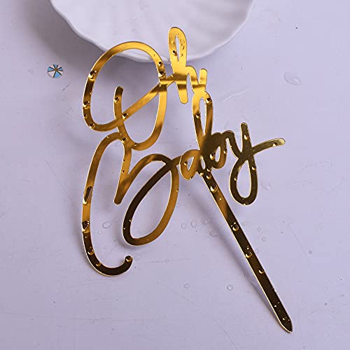 Yuinyo Oh Baby Cake Topper -Gold Acrylic-Baby Shower Cake Topper For Baby Showers And Gender Reveal Parties For Boys And Girls #TOP1