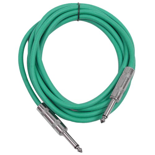 Câble de guitare vert 6,35 mm SASTSX-10 Seismic Audio de 9 mètres pour instrument
