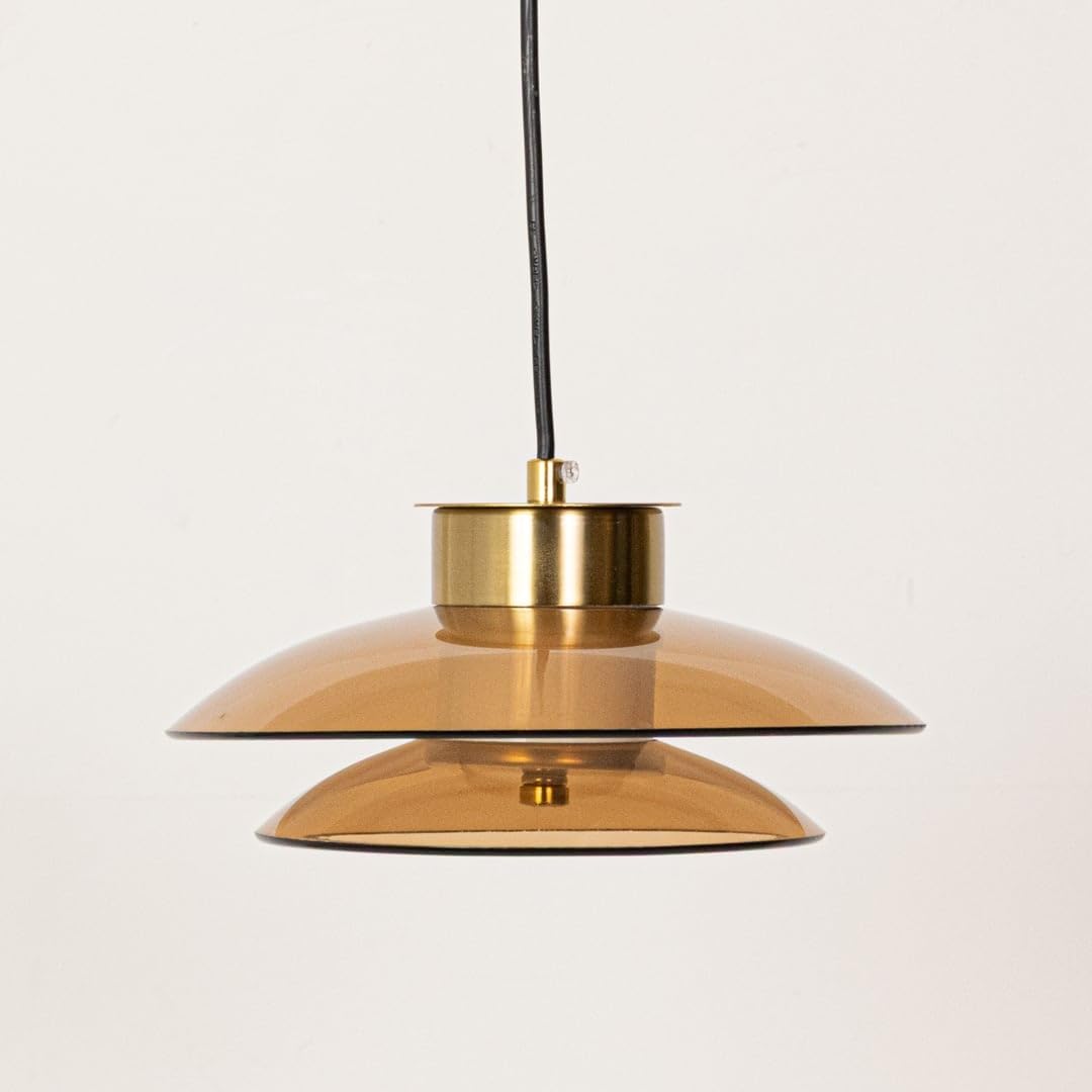 Whispering Homes Tiered Disc Glass Hanging Light - Amber | Metal Glass Amber Pendant Lights for Ceiling | Hanging Lighting Fixture for Living Room, Dining Table, Kitchen Island, Bedroom Decor Accent-picture-10