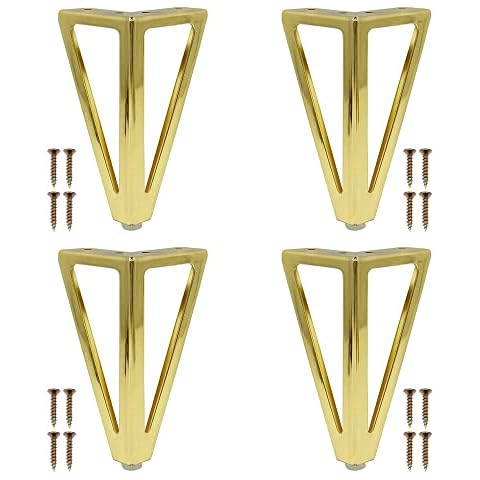 4 Pieces Triangular Metal Furniture Feet, Triangle Modern Furniture Feet, Golden Furniture Legs, Replaceable Table Cupboard Legs, Triangle Furniture Legs, for Cabinet, Cupboard, Sofa, Couch Cover