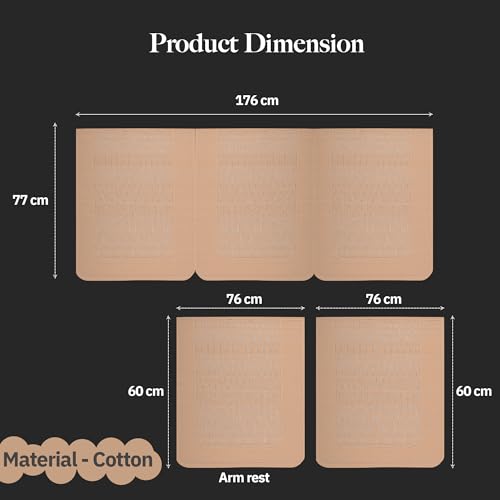 Image of Kuber Industries 5 Seater Sofa with Arm Cover | Slipcover for Living Room | Thick & Cozy | Non-Slip Comfort Sofa Cover Set | Columbia 258003 - Brown
