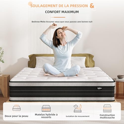 Bednew Materasso 90x200 cm con Molle Insacchettate Indipendenti e Strato di Memory Foam, Modello Supporto Attivo Ibrido 31 cm, 7 Zone per Sollievo Schiena, Zero Disturbo Partner, 101 Notti