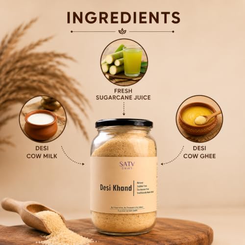 Image of Satv Dairy Pure Desi Khand | Unrefined & Sulphur-Free Sugar |Natural, Chemical-Free | Healthier Sugar Alternative | 600gm