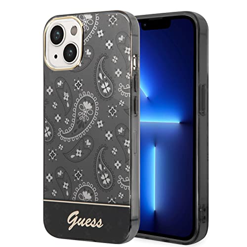 Guess GUHCP14LHGBNHK Coque Rigide pour iPhone 14 Pro 6,1" Noir/Motif Cachemire Bandana