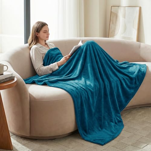 CozyLux Kuscheldecke Flauschig Decke 150x200 - XL Flanell Kuscheldecke 150x200, Weiche Sofa Decke, Warme Fleecedecke Wohndecke für 4 Jahreszeiten, Leicht Sofa Überwurf, Blanket 150x200 cm, Türkis