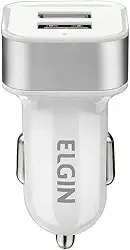 Carregador USB Veicular Elgin 12V 2 entradas 10W Branco