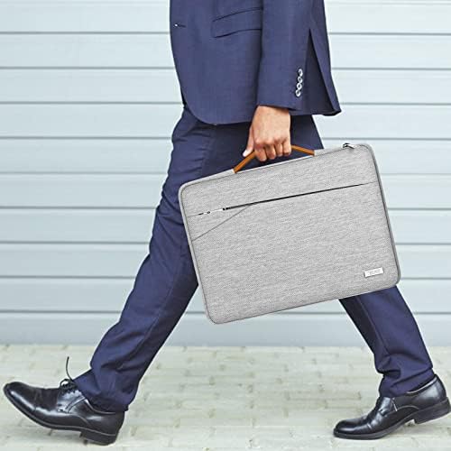 TECOOL 14 Inch Laptop Sleeve Protective Case Cover with Handle and Pockets for 14 Inch HP Lenovo Dell Acer Chromebook Notebook Shockproof Water-resistant Computer Carry Bag, Grey