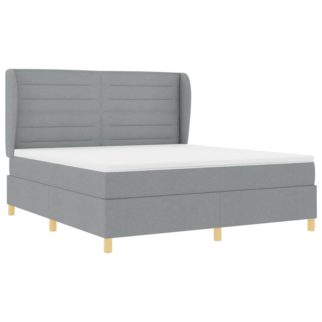 Lit à Ressorts avec Matelas Gris Clair 200 x 180 cm Tissu,Meubles,Lits & Accessoires,Lits & Cadres de lit,86.99 kg-3340704