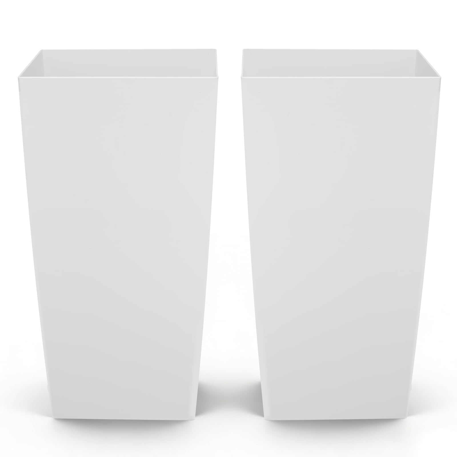 VEVOR Set di Fioriera Alta per Piante Fiori 2 pezzi, Fioriera Altezza 75 cm da Interno Esterno Cortile Giardino Ingresso con Fori di Drenaggio, Materiale in Plastica, Forma Conica Quadrata, Bianco
