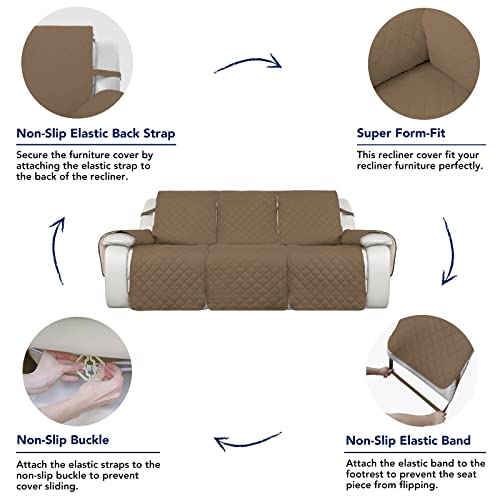 Purefit Water Resistant Reversible Sofa Covers For Reclining Sofa 3 Seat - Non Slip Split Recliner Couch Cover For 3 Cushion Couch, Washable Furniture Protector For Kids, Dogs (3 Seat, Camel/Ivory) #TOP3