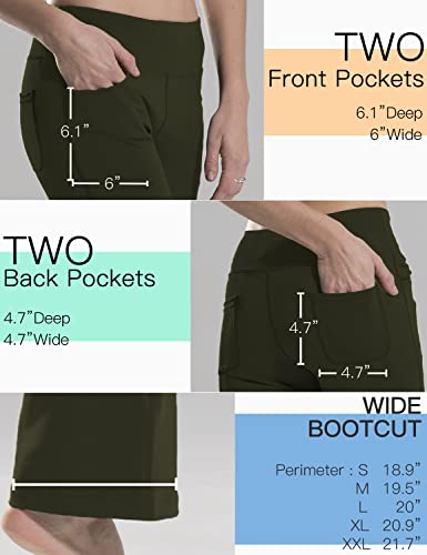 Safort 28" 30" 32" 34" Inseam Regular Tall Bootcut Yoga Pants, 4 Pockets, UPF50+, Army Green, L - Image 4