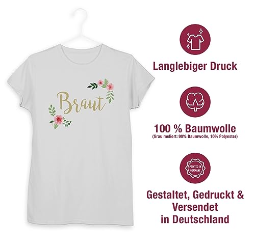 JGA Junggesellenabschied Frauen – Braut Blumen – L – Weiß – Braut Tshirt – L191 – Tailliertes Tshirt für Damen und Frauen T-Shirt - 4