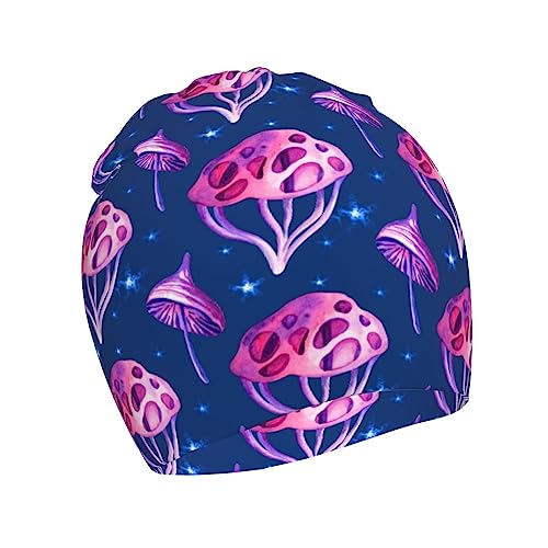 Rqzwdq Psychedelic Mushroom Kids Beanie Hats Warm Knit Beanie Cap Skull Caps Gifts Decor for Boys Girls White