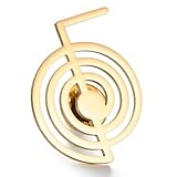 Dreamtimes Cho Ku Rei Reiki Brosche Pin Elegant Edelstahl Spirituelle Heilung Schmuck Energie Symbol Anhänger für Meditation Yoga & ganzheitliche Geschenke (Gold)